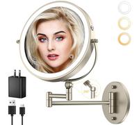 Miroir de maquillage lumineux mural de 9 pouces, miroir grossissant double face rechargeable 4000 mAh, miroir grossissant 1X/10X avec lumière, réglable au toucher, bras étendu 360,