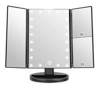 Miroir de Maquillage Lumineux WEILY - 1x / 2X / 3X Grossissement - 21 Lumières LED - Interrupteur à Écran Noir