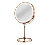 Miroir de Maquillage Lumineux x10, Rotation à 360°, réglage de la lumière à 3 LED, Miroir grossissant Double Face Rechargeable, de courtoisie Lumineux (Rose Gold, 8inch)
