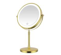 Miroir de Maquillage Lumineux x10, Rotation à 360°, réglage de la lumière à 3 LED, Miroir grossissant Double Face Rechargeable, de courtoisie Lumineux (Gold, 8inch)
