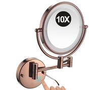 Miroir de Maquillage Mural à LED de 20 cm, grossissement 1x/10x, éclairage Double Face, avec Base Tactile et variateur d'intensité, Miroir de Rasage HD Filaire pour Salle de Bain, Gris Pistolet, 5X