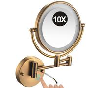 Miroir de Maquillage Mural à LED de 20 cm, grossissement 1x/10x, éclairage Double Face, avec Base Tactile et variateur d'intensité, Miroir de Rasage HD Filaire pour Salle de Bain, Gris Pistolet, 5X