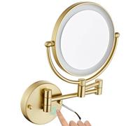 Miroir de Maquillage Mural à LED de 20 cm, grossissement 1x/10x, éclairage Double Face, avec Base Tactile et variateur d'intensité, Miroir de Rasage HD Filaire pour Salle de Bain, Gris Pistolet, 5X
