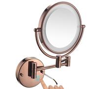 Miroir de Maquillage Mural à LED de 20 cm, grossissement 1x/10x, éclairage Double Face, avec Base Tactile et variateur d'intensité, Miroir de Rasage HD Filaire pour Salle de Bain, Gris Pistolet, 5X