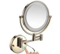 Miroir de Maquillage Mural à LED de 20 cm, grossissement 1x/10x, éclairage Double Face, avec Base Tactile et variateur d'intensité, Miroir de Rasage HD Filaire pour Salle de Bain, Gris Pistolet, 5X