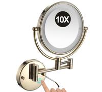 Miroir de Maquillage Mural à LED de 20 cm, grossissement 1x/10x, éclairage Double Face, avec Base Tactile et variateur d'intensité, Miroir de Rasage HD Filaire pour Salle de Bain, Gris Pistolet, 5X