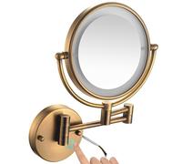 Miroir de Maquillage Mural à LED de 20 cm, grossissement 1x/10x, éclairage Double Face, avec Base Tactile et variateur d'intensité, Miroir de Rasage HD Filaire pour Salle de Bain, Gris Pistolet, 5X