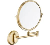 Miroir de maquillage mural avec grossissement x5, miroir grossissant double face, miroir de rasage pivotant extensible pour salle de bain, finition or brossé