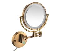Miroir de maquillage mural avec interrupteur tactile, 20 cm, miroir cosmétique rotatif double face, miroir de rasage rétractable, design rond élégant pour la beauté et le toilettage