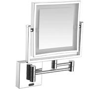 Miroir de maquillage mural de 20,3 cm avec grossissement x3, bras extensible pivotant à 360° et lumières LED - Miroir de salle de bain double face pour maquillage et toilettage (prise argentée)