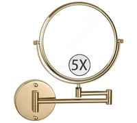 Miroir de maquillage mural doré de 20,3 cm, miroir cosmétique rotatif double face, miroir de courtoisie réglable pour salle de bain, décoration élégante de courtoisie