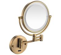 Miroir de Maquillage Mural Double Face Lumineux de 20 cm avec Commande par Capteur en Laiton Pivotant à 360° Grossissant Et Doté d'un Éclairage LED Installation Câblée Grossissement X3