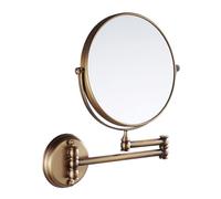 Miroir de maquillage mural en laiton de 20 cm double face normal et grossissant 3X avec bras rabattable pour salle bain coiffeuse et rasage.