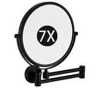 Miroir de maquillage mural grossissant x 20,3 cm, miroir de courtoisie double face rotatif à 360° avec bras extensible, miroir cosmétique de salle de bain en noir pour un usage quotidien