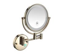 Miroir de Maquillage Mural Home Essentials avec éclairage LED - Miroir de Salle de Bain câblé, pivotant à 360°, Double Face et Bras Extensible pour Une Mise en beauté précise