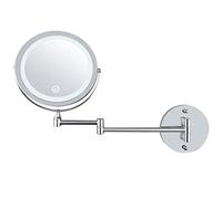 Miroir de maquillage mural rotatif à 360° avec LED grossissant x 10 - Miroir de courtoisie extensible - Miroir de salle de bain - Fonctionne avec 3 piles AAA