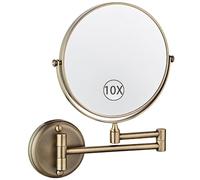 Miroir de maquillage mural rotatif à 360°, miroir de courtoisie double face avec grossissement x5, miroir cosmétique extensible pour salle de bain, coiffeuse et routine beauté