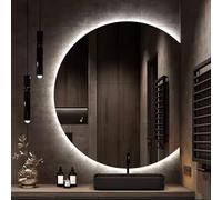 Miroir de maquillage mural semi-circulaire pour salle de bain - Éclairage de couleur réglable, 70 x 63 cm - Décoration d'intérieur élégante pour des espaces élégants et fonctionnels