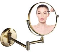Miroir De Maquillage Mural Zgfogc 8 Ih, Miroirs De Rasage pour Mur, Loups De Maquillage Double Face à Rotation De 360 Degrés à Grossissement 7X pour Salles De Bains, Bronze, 8 inch 7X