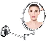 Miroir De Maquillage Mural Zgfogc 8 Ih, Miroirs De Rasage pour Mur, Loups De Maquillage Double Face à Rotation De 360 Degrés à Grossissement 7X pour Salles De Bains, Silver White, 6 inch 3X
