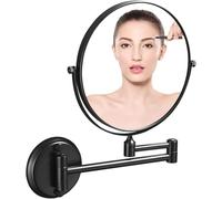 Miroir De Maquillage Mural Zgfogc 8 Ih, Miroirs De Rasage pour Mur, Loups De Maquillage Double Face à Rotation De 360 Degrés à Grossissement 7X pour Salles De Bains, Black B, 8 inch 10X