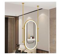 Miroir de maquillage ovale flottant à LED avec éclairage réglable 3 couleurs en métal, parfait pour entrée, placard et décoration d'intérieur (doré, 60 x 90 cm)