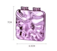Miroir De Maquillage Plaqué Pliable,Mini Vanité De Maquillage Carrée,Miroirs À Main Portables,Miroir De Poche Compact Double Face.Purple
