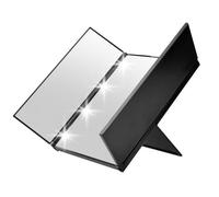 Miroir de Maquillage Portable écran tactile LED luminosité réglable Miroir pliant à 3 faces Noir