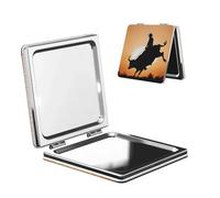 Miroir de maquillage portable pour femme, miroir grossissant compact pour filles, cool Bull Riding, miroirs de poche légers double face pour voyage, maison, bureau, petits miroirs de maquillage