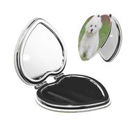 Miroir de maquillage portable pour femme, miroir grossissant compact pour filles, motif chien bichon frisé, miroirs de poche légers double face pour voyage, maison, bureau, petits miroirs de