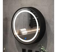 Miroir de Maquillage pour Salle de Bain - Armoire de Toilette en Bois Massif avec Miroir - Armoire de Toilette Ronde et élégante avec Porte et étagère