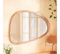 Miroir de maquillage rétro miroir mural irrégulier HD décoratif pour salle de bain d'invités, toilettes, dressing, salon, beige, 50 x 70 cm, décoration d'intérieur élégante
