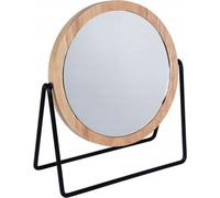Miroir de maquillage réversible en bambou