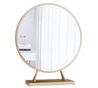 Miroir de Maquillage Rond pour Le Rasage, Miroir de Coiffeuse, Miroir de Comptoir avec Pied, Style Nordique(Gold,50CM)