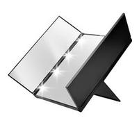 Miroir de Maquillage Triptyque avec Éclairage LED Intégré et Volets Pliables Avizar Noir Noir
