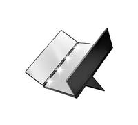 Miroir de Maquillage Triptyque avec Éclairage LED Intégré et Volets Pliables Avizar Noir Noir