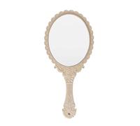 Miroir De Maquillage Vintage Argenté Pour Dames,Remousse Florale,Nar,Rond,Tenue À La Main,Princesse,Cadeau De Commode De Beauté,1pc.Beige