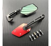 Miroir De Moto Rétroviseurs Latéraux Rotatifs HD Vision Pour Moto Scooter Vélo Électrique 8 Mm 10 Mm Noir Carbone Bleu Rouge Or Argent Rétroviseurs Moto(Red)