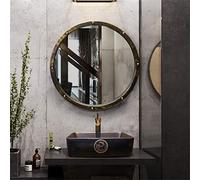 Miroir de Mur Suspendu Rond rétro Embellissement de la Maison Home Rivet Décoration Miroir en métal Miroir de Rasage monté sur métal, Style Industriel Vintage adapté aux cafés-Bars LITL