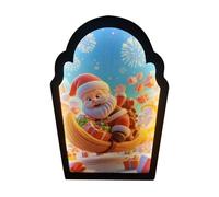 Miroir de Noël | Hologramme Père Noël pour Décoration | Ornement Festif LED avec Effet Lumineux, Accent Moderne de Fête, Installation Facile, Idéal pour Fenêtre Bureau Salle Porte Chambre Dortoir