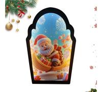 Miroir de Noël | Hologramme Père Noël pour Décoration | Ornement Festif LED avec Effet Lumineux, Accent Moderne de Fête, Installation Facile, Idéal pour Fenêtre Bureau Salle Porte Chambre Dortoir
