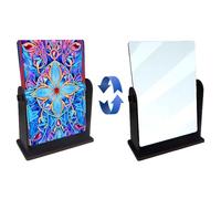 Miroir de peinture diamant 5D, miroir rotatif en bois pour habillage de bureau - 03-Mandala