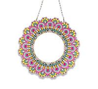 Miroir de peinture diamant mandala DIY 5D - Miroir de maquillage rond - Décoration murale - Fleur - Mandala - Miroir - Broderie diamant - Miroir - Artisanat pour la décoration murale - 20 cm x 20 cm