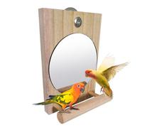 Miroir de perruche pour cages, miroir d'oiseaux Poisson de jouets pour perruches mouvements anti-morsures en bois Conception de taille universelle adaptée aux oiseaux de taille moyenne. Var