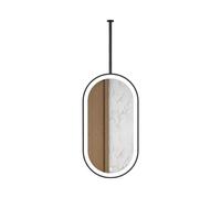 Miroir de plafond ovale avec éclairage LED pour salle de bain, noir, 60 x 120 cm, design rotatif, miroir mural moderne pour maquillage, décoration d'intérieur et éclairage élégant