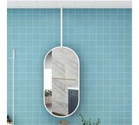Miroir de plafond ovale en métal 40 x 80 cm - Haute définition - Design suspendu - Finition blanche élégante - Parfait pour la décoration d'intérieur et les intérieurs modernes