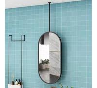 Miroir De Plafond Ovale, Miroir De Salle De Bain Suspendu, Cadre Décoratif en Métal, for Vestiaire D'entrée (la Perche Peut Être Personnalisée)(Black,40x60cm)