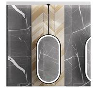 Miroir de plafond rond à suspendre, miroir de salle de bain LED avec cadre en métal, miroir décoratif en verre avec barre de suspension, parfait pour la maison et l'hôtel (40 x 80 cm)
