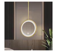 Miroir de plafond rond rotatif à 360° double face avec éclairage LED 3 couleurs à intensité variable Idéal pour la décoration de la maison et de l'hôtel (50 x 50 cm)