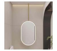 Miroir de plafond suspendu, miroir de salle de bain LED, miroir ovale transparent et pratique fixé au plafond, luminosité réglable, pour salle de bain et salle d'eau (bras personnalisable) (Or, 40 x 7